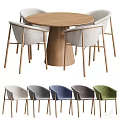 Modern Dining Chairs In Multiple Colors With Round Wooden Table For Home Design 3d model