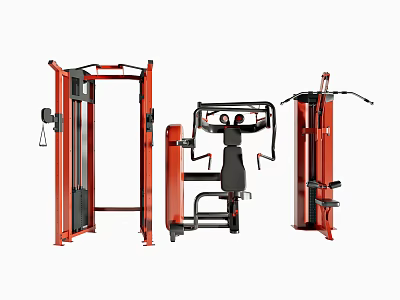 Red Multifunctional Sports Equipment For Gym Fitness Training With Workout Machines 3d model