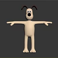 Cartoon Dog With Brown Ears Black Nose Beige Body Arms Outstretched On Dark Background