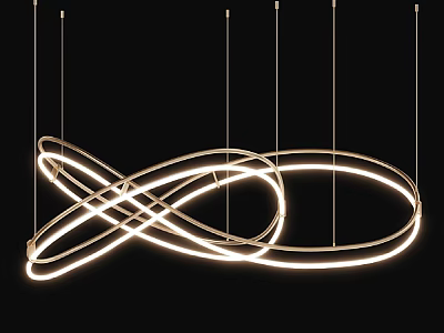 Modern Illuminated Chandelier with Intertwined Ring Structure and Glowing LED Light Design 3d model