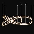 Modern Illuminated Chandelier with Intertwined Ring Structure and Glowing LED Light Design
