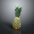 Fresh Ripe Pineapple With Green Leaves And Golden Textured Skin