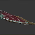 Unique Turquoise Water Vehicle with Red Sail and White Spiral Patterns