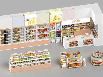 Modern Supermarket Snack House Shelf Supermarket Shelf 3d model