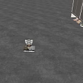 Modern Gray Floor Interior With Robot Vacuum Shoes And White Cabinet