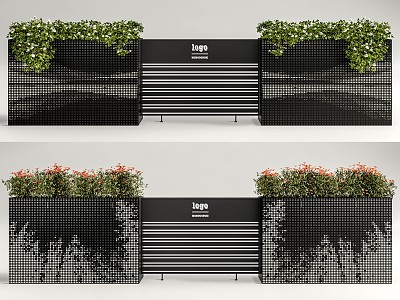 Modern flower box outdoor plant flower box plant combination flower green plant potted flower pool flower bed fence model