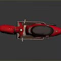 Stylish Red Classic Scooter With Black Seat And Reflection On Gray Background