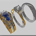 Luxury Rings With Blue Sapphire Diamond Accents Gold Silver Bands And Detailed Inlays