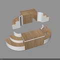 Modern Curved Reception Desk With Layered Wooden And White Finish Structure