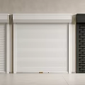 White and Black Roller Doors with Different Panel Designs for Commercial Buildings