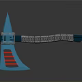 Futuristic Glowing Axe With Blue Blade And Textured Metallic Handle Design