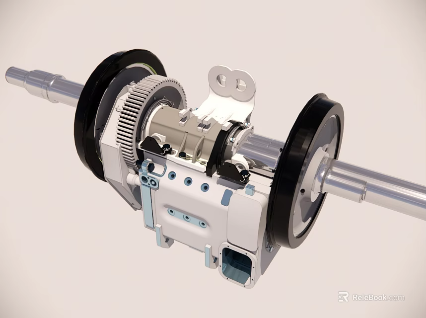 Mechanical Transmission Component With Metal Gears Rotating Wheels And Shaft Structure 3d model 