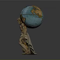 Muscular Male Statue Holding Detailed World Globe With Realistic Design