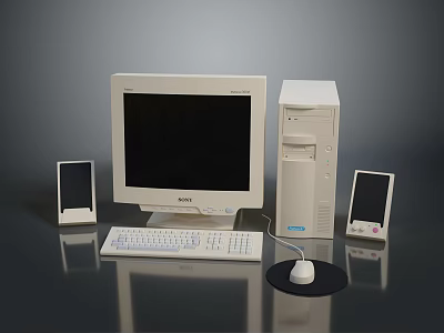 Complete Desktop Computer Setup With Monitor CPU Tower Keyboard Mouse And Speakers 3d model