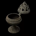 Decorative Ornament Set With Intricate Bronze Carved Patterns And Handle Base