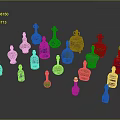 Colorful Hand Carved Glass Sculpture Art Pieces with Various Colors and Intricate Details