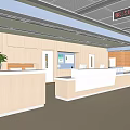 Hospital Outpatient Clinic Modern Reception Area With Bright Lighting White Wooden Counters And Green Plants