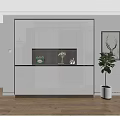 Modern Living and Dining Room Interior With Open Design TV Cabinet Plants and Window Curtains