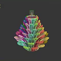 Pinecone Shaped Lit Candle With Yellow Petals And Red Wax