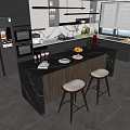Modern Kitchen Interior Design With Marble Island Counter Stools Appliances And Dark Cabinets