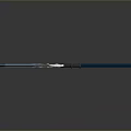 Blue Spear Weapon With Glowing Element Circular Ornament And Long Shaft Design