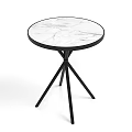 Modern Round Side Table With Marble Tabletop And Black Three Legged Stand 3d model