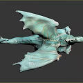 Game And Movie Fantasy Dragon Character With Turquoise Spread Wings Detailed Scales Sharp Claws