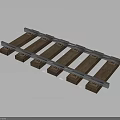 Railroad Track Structure with Wooden Sleepers and Metal Rails 3D Model Design