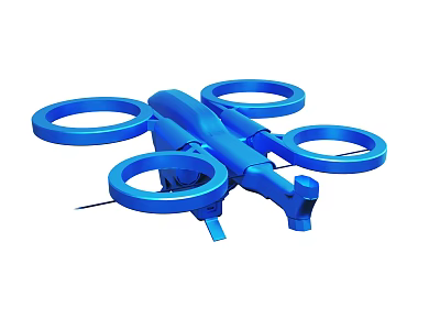 Blue Quadruple Ring Quadcopter Drone With Compact Design And Rotors 3d model