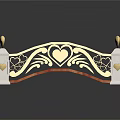 Elegant Wooden Bridge With White Ornate Railings And Golden Heart Decorations