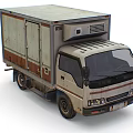 Old Rusty White And Brown Box Truck With Double Doors And Roof Ventilation Unit