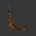 Orange Crustacean Like Creature with Large Claws and Multiple Sharp Legs on Gray Gradient Background