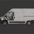 White Modern Commercial Cargo Van With Boxy Exterior And Side Doors