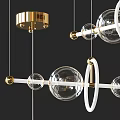 Modern Glass Globe Chandelier With Metal Rings And Hanging Design Elements