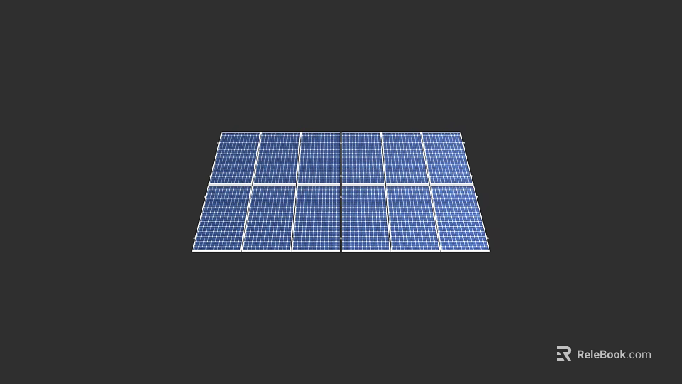Efficient Commercial Solar Panel Equipment With Blue Cells And Black Background 3d model