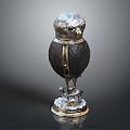 Elegant Owl Shaped Metallic Decorative Furniture Ornament With Silver Gold Accents And Sturdy Base