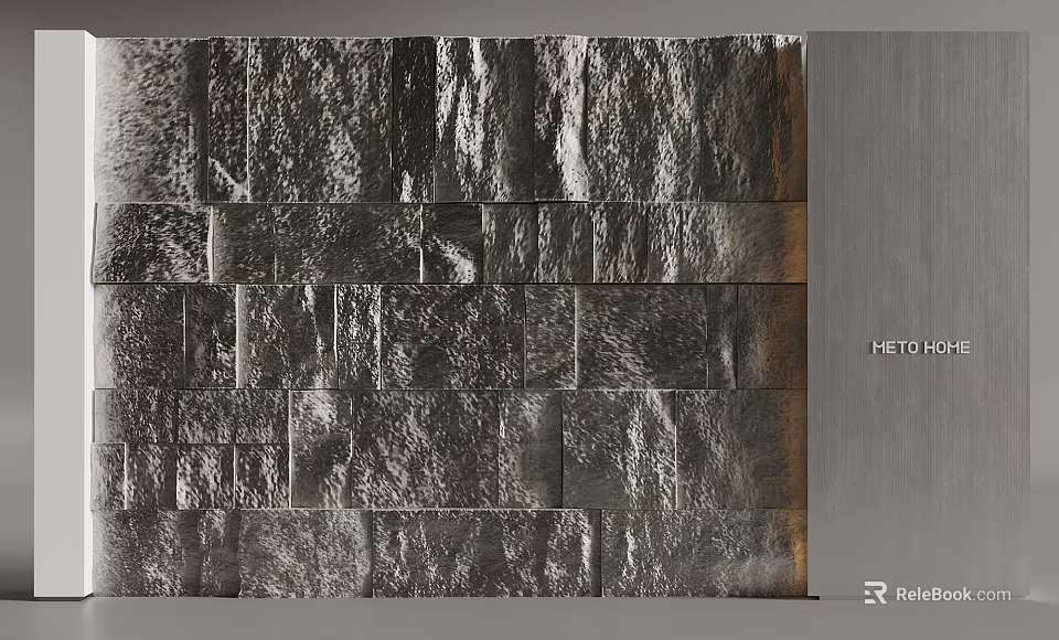 Gray Stone Textured Feature Wall With Natural Pattern For Modern Interior Design 3d model 