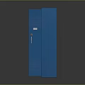 Two Blue Lockers Furniture Featuring Closed and Open Doors with Shelves