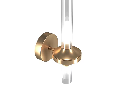 Modern Gold Wall Lamp With Transparent Glass Tube And Sleek Design 3d model
