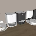 Robot Vacuum Kitchen Appliances White Black Different Models On Wooden Floor