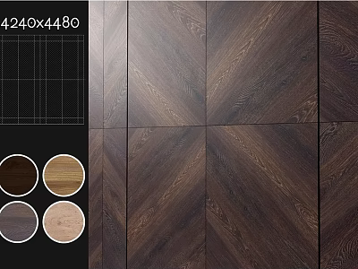 Wooden Components With Chevron Pattern And Multiple Wood Grain Color Options 3d model