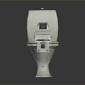 White Computer Peripheral Device Placed On Ceramic Toilet Bowl In Modern Bathroom Design 3d model