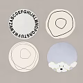 Decorative Round Rugs Featuring Alphabet Letters Abstract Lines And Cartoon Dog Patterns