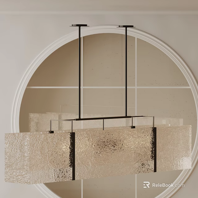 Modern Elegant Chandelier With Textured Glass Shades And Black Metal Frame For Contemporary Interior Decor 3d model 