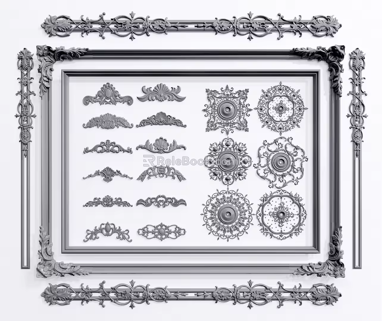 European-style Carved Gypsum Corner Gypsum Line 3d model