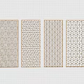 Modern Decorative Room Dividers With Various Geometric Patterns And Gold Frames 3d model