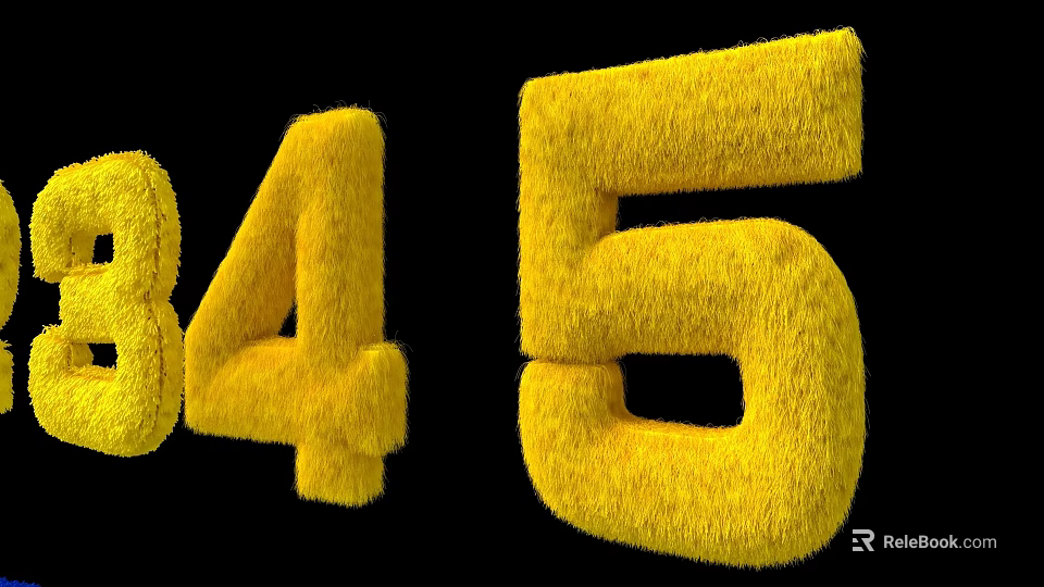 Decorative Inflatable Yellow Numbers 8 4 5 on Black Background 3d model 