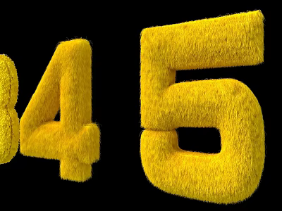 Decorative Inflatable Yellow Numbers 8 4 5 on Black Background 3d model