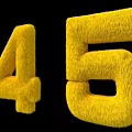 Decorative Inflatable Yellow Numbers 8 4 5 on Black Background