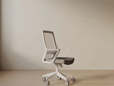 Modern Office Chair With White Frame Black Seat And Rolling Wheels 3d model